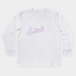 “be kind” purple calligraphy Kids Long Sleeve T-Shirt